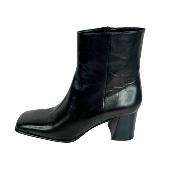Zeitgeist Italian Leather Chunky 2" Heel Black Ankle Boots Size 9 Apache Black - Picture 1 of 16